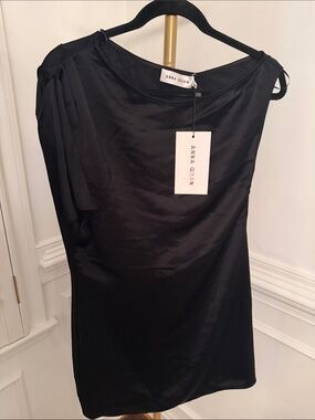 Anna Quan Black Satin Mini Dress